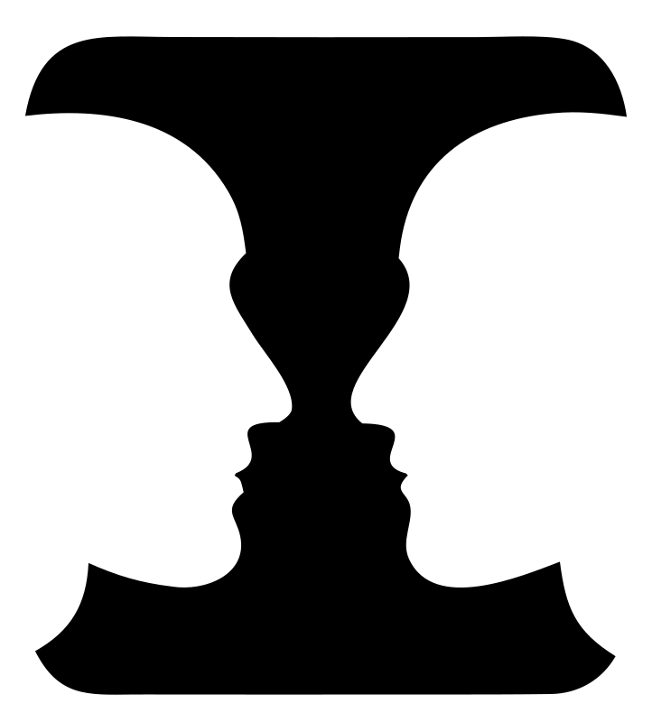 Negative Space Vase Faces Logo